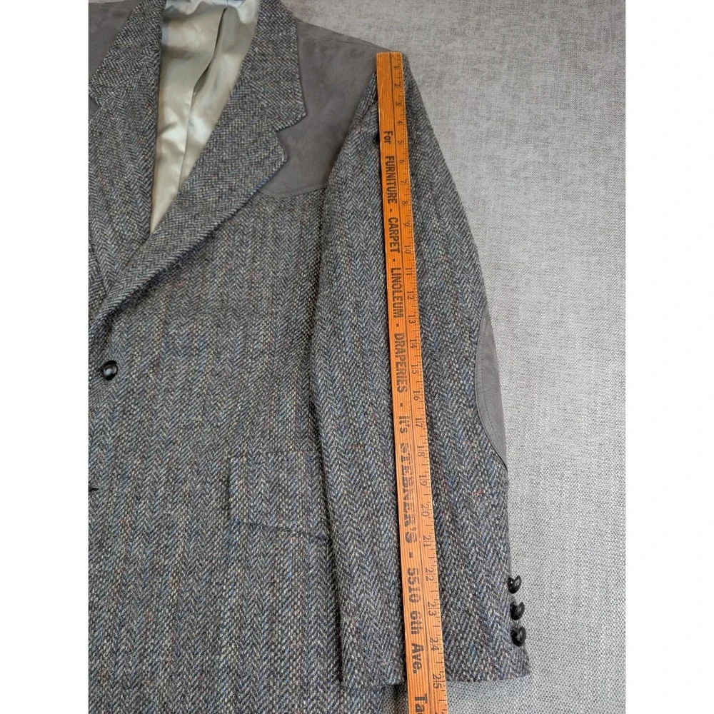 Vintage Pendleton Blazer Mens Sz 46 Western Wool Herringbone Tweed Suede Yoke